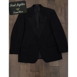 First Nighter Men's Tuxedo Suit Coat Jacket Size 42R Black Peak Lapel One Button